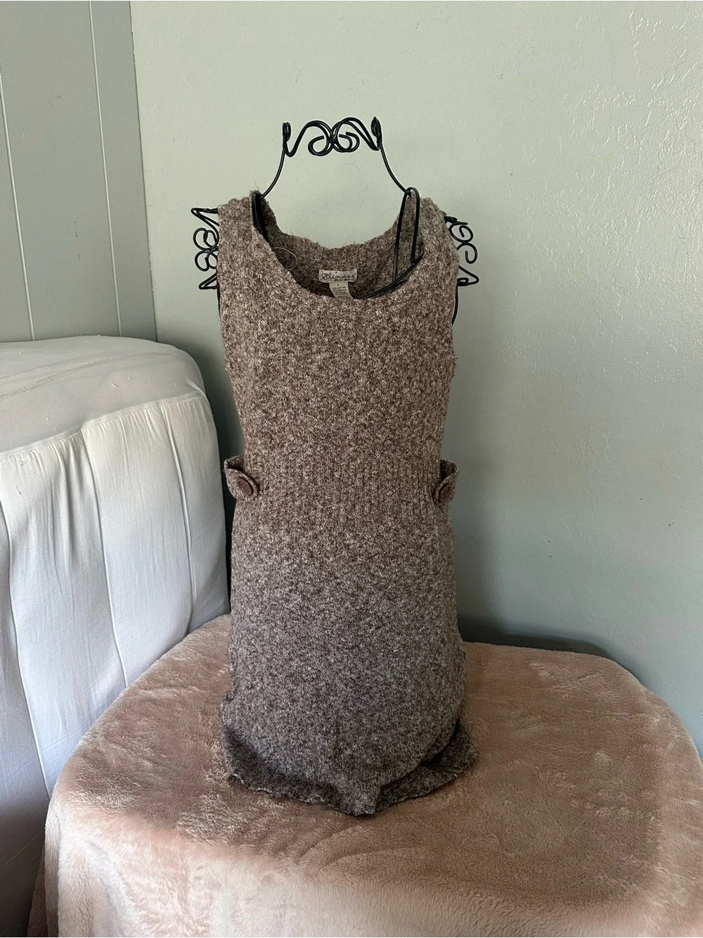 Brown Knit Pocket Dress